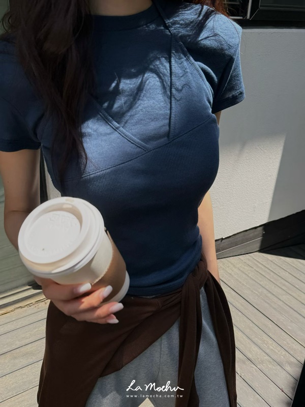 彈性掛脖短袖上衣